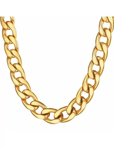 Collar cadena hombre oro acero malla cubana hip hop 60cm