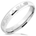 Bague de fiançailles moderne pour femme en acier inoxydable avec gravure romantique you & me et deux cœurs