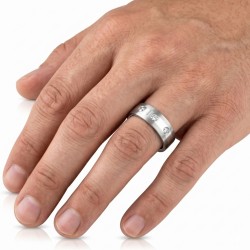 Anello di alleanza uomo in acciaio | 3 Zircas 6mm 2