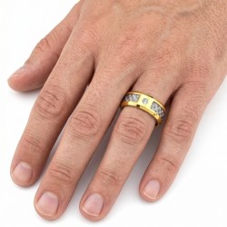 Anello moderno in acciaio inox moderno uomo moderno con striscia di fibra di carbonio argento e pietra zircone 2