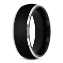 Modern Alliance Ring for Men Steel de acero inoxidable con amplia banda central bluesa y bordes de plata