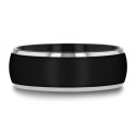 Profile view of the steel ring showing the magnificent contrast between textured matte black and polished silver
