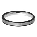 Bague en acier bicolore noire avec bande en finition brossée argent moderne et minimaliste