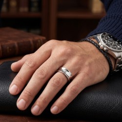 Moderner Wolfram-Mann-Hartmetall-Allianz-Ring anpassbar mit ultrapoliertem konkavem Design 2