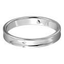 Vue de profil de la bague en tungstène montrant l'élégante courbure de sa face concave et son exceptionnel polissage miroir