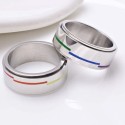 Anello di fidanzamento gay o lesbiche moderno e ampio acciaio inox con anello rotante arcobaleno anti-stress