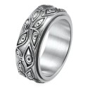 Bague anti-stress moderne et large en acier inoxydable avec anneau rotatif sculpté du symbole de l'Œil de la Providence