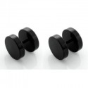 PAIR OF EARRINGS FOR MEN TEENS IN STEEL LUXURY JEWEL BLACK CHIP WITH NAIL 8mm NEW