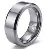 Bague alliance moderne pour homme en carbure de tungstène argenté avec surface plate et bords biseautés de 6mm