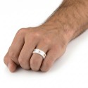 Bague Homme Céramique Blanche | Croix Templier Or Largeur 8mm