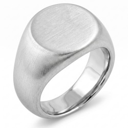 Anillo de punto moderno y amplio para hombre en acero inoxidable cepillado con una bandeja redonda de 20 mm para quemar