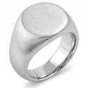 Anello a maglia moderna e ampia per uomo in acciaio inossidabile spazzolato con un vassoio rotondo da 20 mm per bruciare
