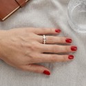 modern woman ring illustrating the shine of its ionized veneer pink gold and its resistance Waterproof daily