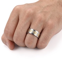 Stainless steel ring showing the contrast between golden roman numerals and the matte brushed center 2