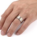 Bague moderne et large de 8mm pour homme en acier inoxydable avec chiffres romains de couleur dorés