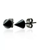 Pair of men\'s earring black steel plug tip cone sexy gothic