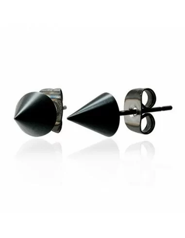 Paire boucle d'oreille homme acier noir plug pointe cône sexy gothique