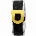 Vue détaillée de la bague montrant la texture réaliste de la bande imitation cuir et la précision de la boucle dorée