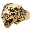 Anillo de punto de acero inoxidable de punto de los hombres con forma de cabeza tallada con forma de grego abierto