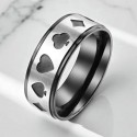 Anello uomo d'acciaio uomo | Modelli di carte da poker e banda d'argento