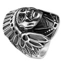 Detailed view of the Knight showing the accuracy of the engraving of the feather headdress and the contrasts of blackened steel