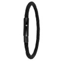 Bracelet pour homme minimaliste et élégant en corde nylon noir avec fermoir en acier inoxydable noir personnalisable