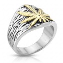Detailed view of the Knight showing the precision of the cannabis sheet and the textured background of steel