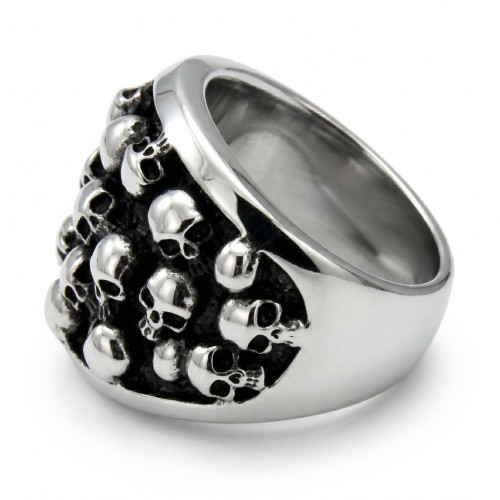 Men's Steel Knight Ring | Multi skulls dead head biker