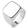 Anello a maglia moderna e ampia per uomo in acciaio inox lucido con una piastra quadrata di 16 mm con effetto specchio