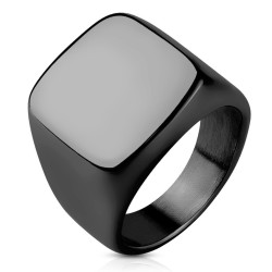 Anillo de perilla de acero inoxidable negro moderno y ancho con una bandeja cuadrada de 16 mm listos para quemar