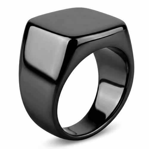 Anello per cavaliere in acciaio in acciaio da uomo | Vassoio quadrato da 16 mm da bruciare