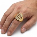 Anello del cartello del dollaro dell'oro del dollaro guidato da un uomo per uno stile urbano, hip hop e affermato