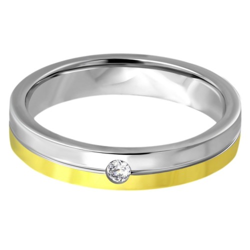 Detailed view of the Alliance showing the 4mm width and the precision of the false diamond set in the mass of steel