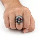 Big Biker Ring Head of Death With Red and Blue Eyes For Original Style and Biker