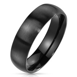 Anello combinato classico e moderno di 6 mm per donne o uomo in acciaio spazzolato con finitura a colori nero opaco