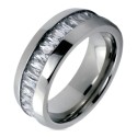 Bague Alliance Femme Homme Titane & Zircons Carrés 6mm à Graver