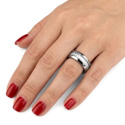 Titanium Men's Titanium & Square Zircas Alliance ring 6mm to engrave 2