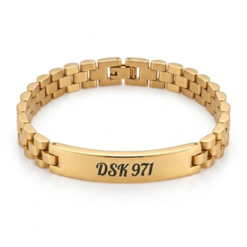 Bracciale gourmet d'acciaio inox dorato con la mia piastra personalizzata