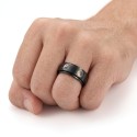 Anello girando anti-stress in acciaio nero yin yang reticolo woodening dito di un uomo per ridurre lo stress e l'ansia