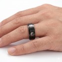 Ring Turning Anti-Stress Yin Yang Pattern Woodening A Man's Finger for Spiritual, Modern and Soothing Style