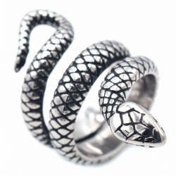 Anello reale in acciaio inox Python rogged con scala nera per uomini o donna