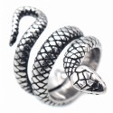 Anillo de acero inoxidable de Python real rogged con escala negra para hombres o mujeres