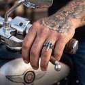 Handwriter chipper with a biker to post a rebel and independent style