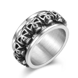 Anillo de estrés del hombre de acero | Anillo girando cabezas de la muerte