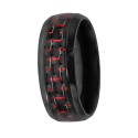Anillo de hombre de acero negro | Anillo de fibra de carbono rojo