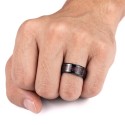 Schwarzer Stahl Mann Ring | Roter Kohlefaserring