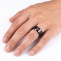 Black Steel Man Ring | Red carbon fiber ring