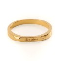 Modern Ring for Woman in Golden Stainless Steel With A Gentily Wide Hexagonal Tray Engraved From Message I Love You