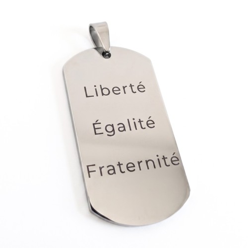 Pendentif pour homme en acier inoxydable plaque militaire prête à accueillir une gravure personnalisée au laser