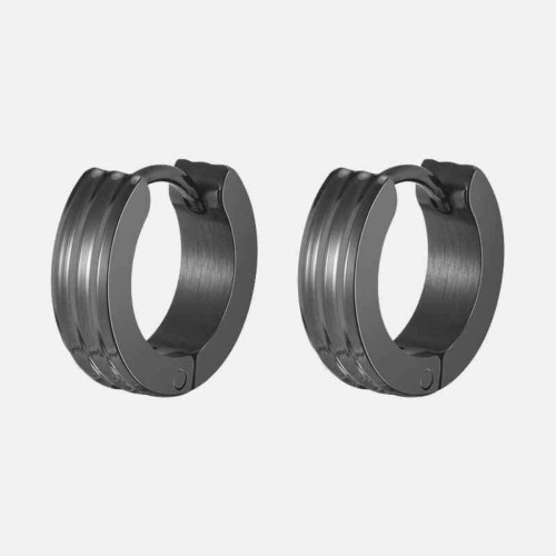 Pendientes de triángulo de hombre negro de acero - estilo minimalista